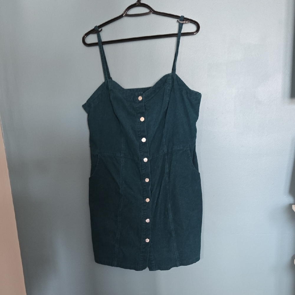 City Chic Teal Button-Down Dress